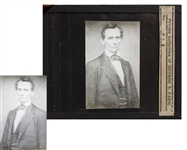 Abraham Lincoln Magic Lantern Slide -- Mathew Bradys First Photograph of Lincoln, O-17